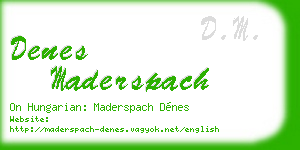 denes maderspach business card